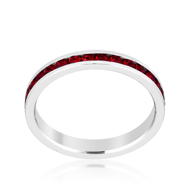 Lovcia Garnet Crystal Channel Set Eternity Band with Rhodium Finish-Rings-5-5