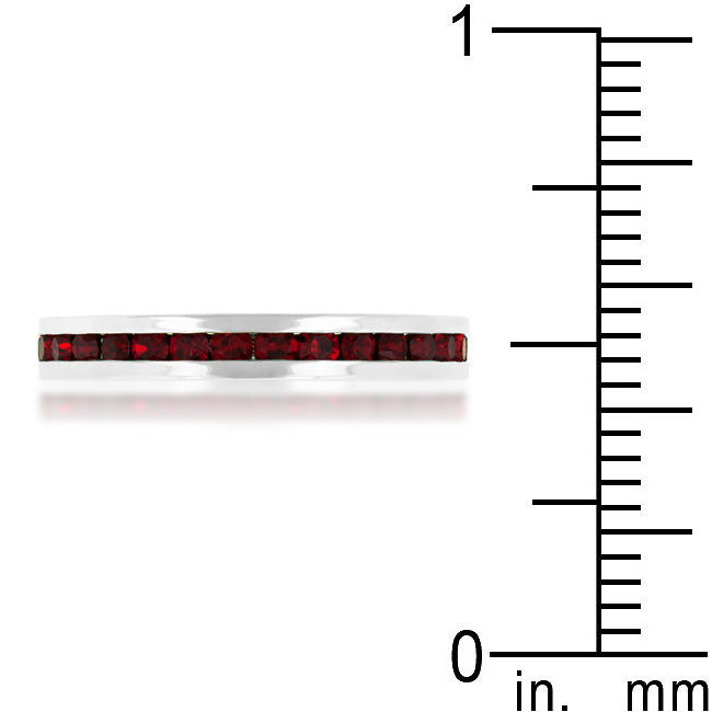Lovcia Garnet Crystal Channel Set Eternity Band with Rhodium Finish-Rings-5-5