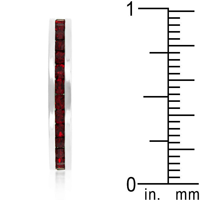 Lovcia Garnet Crystal Channel Set Eternity Band with Rhodium Finish-Rings-5-5