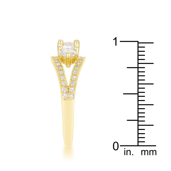 Lovcia Geneviere 14k Gold Ring with 1.45ct Round CZ and Pave Setting-Rings-5-5