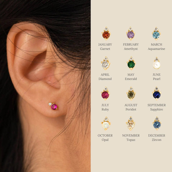 Lovcia Genuine Gold Electroplated Titanium Steel December Birthstone Earrings for Women-Earrings-January-January