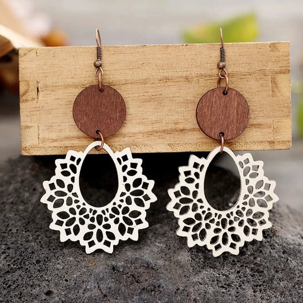 Lovcia Geometric Cutout Dangle Earrings-Earrings-Ivory-One Size-Ivory