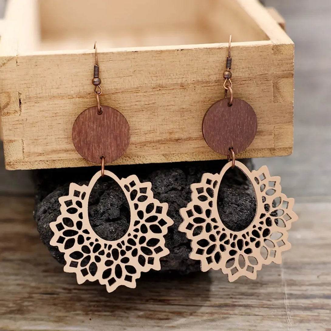 Lovcia Geometric Cutout Dangle Earrings-Earrings-Ivory-One Size-Ivory