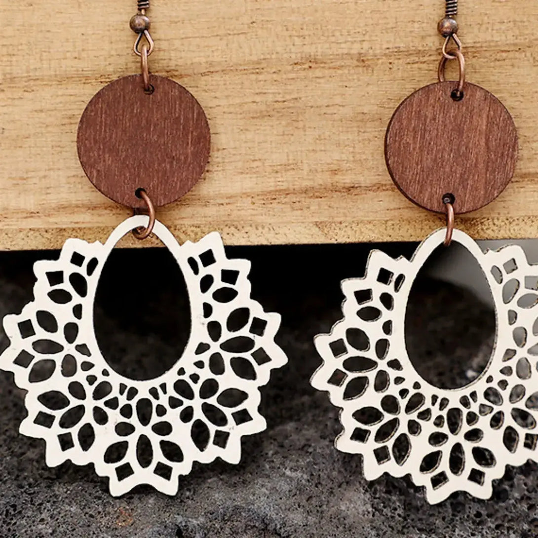 Lovcia Geometric Cutout Dangle Earrings-Earrings-Ivory-One Size-Ivory
