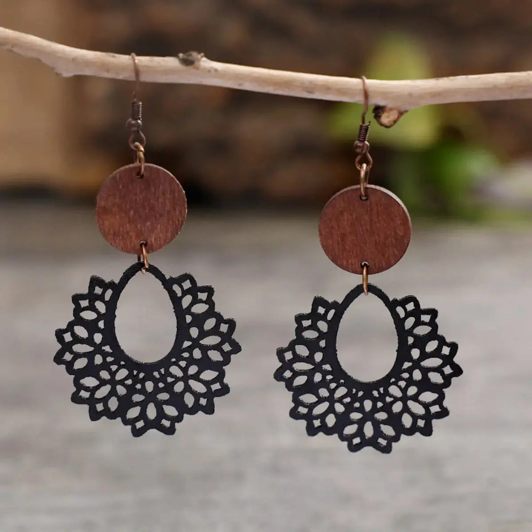 Lovcia Geometric Cutout Dangle Earrings-Earrings-Ivory-One Size-Ivory