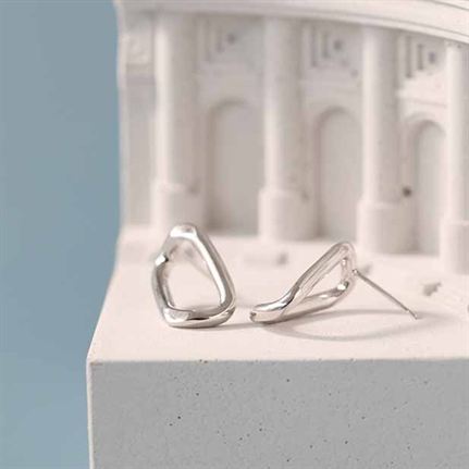 Lovcia Geometric Irregular 925 Sterling Silver Stud Earrings for Women with 18K Gold/Rhodium Plating-Earrings-Silver-Silver