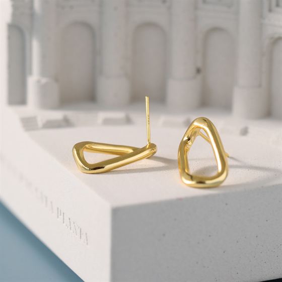 Lovcia Geometric Irregular 925 Sterling Silver Stud Earrings for Women with 18K Gold/Rhodium Plating-Earrings-Yellow Gold-Yellow Gold