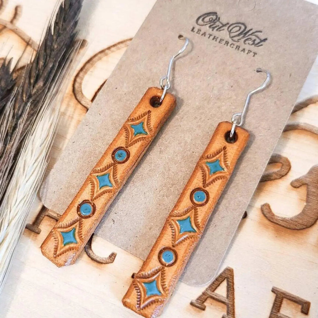 Lovcia Geometric Leather Bar Earrings-Earrings-Tangerine-One Size-Tangerine