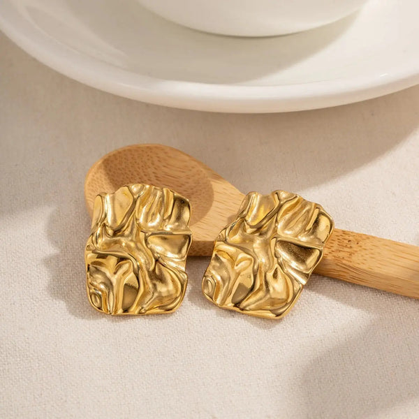 Lovcia Geometric Stainless Steel Gold-Plated Earrings-Earrings-Gold-One Size-Gold