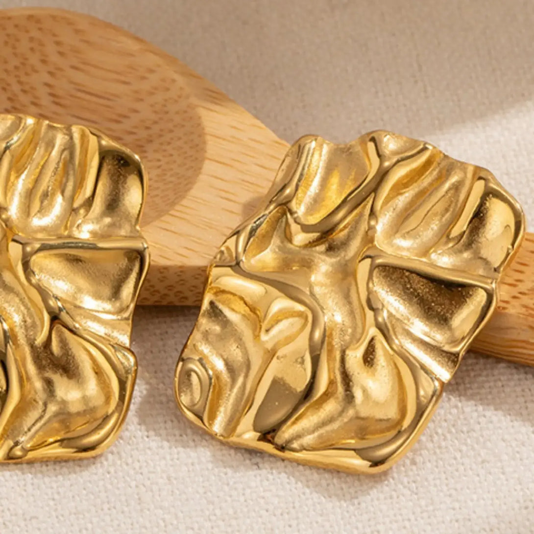 Lovcia Geometric Stainless Steel Gold-Plated Earrings-Earrings-Gold-One Size-Gold