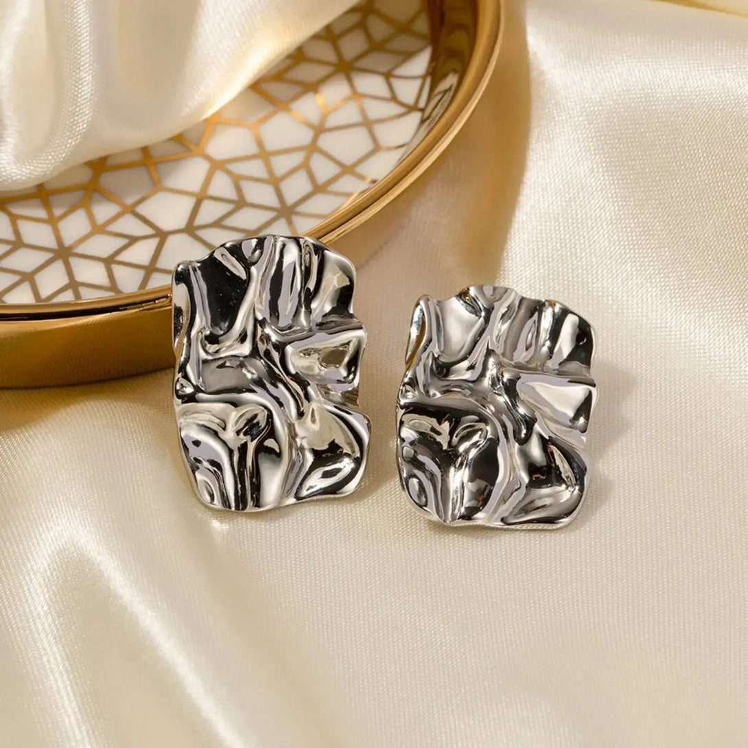 Lovcia Geometric Stainless Steel Gold-Plated Earrings-Earrings-Gold-One Size-Gold