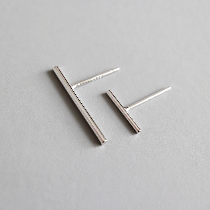 Lovcia Geometric Strip 925 Sterling Silver Stud Earrings-Earrings-Large Earrings-Large Earrings