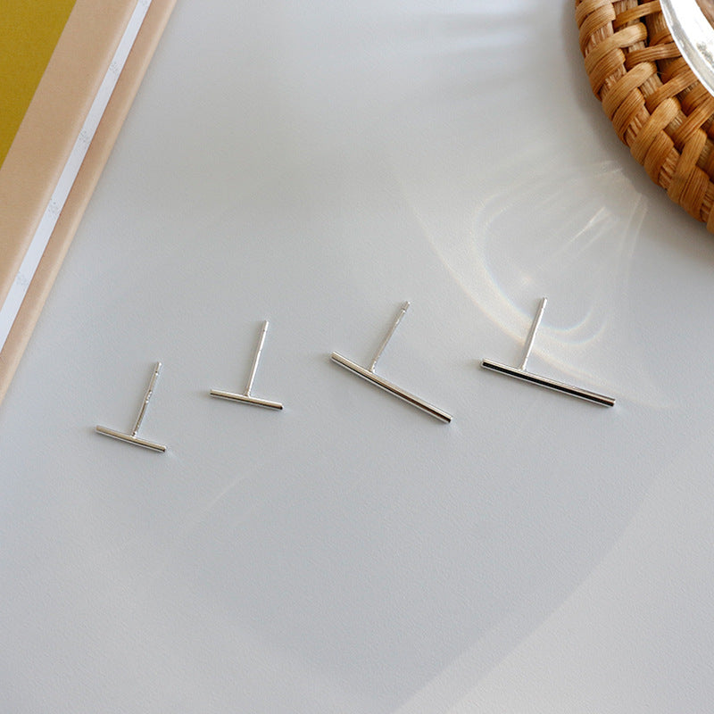 Lovcia Geometric Strip 925 Sterling Silver Stud Earrings-Earrings-Large Earrings-Large Earrings