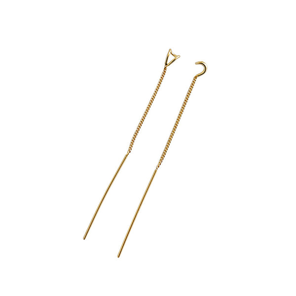 Lovcia Geometric Triangle Tassels Earrings 70mm Gold-Earrings-Yellow Gold-Yellow Gold