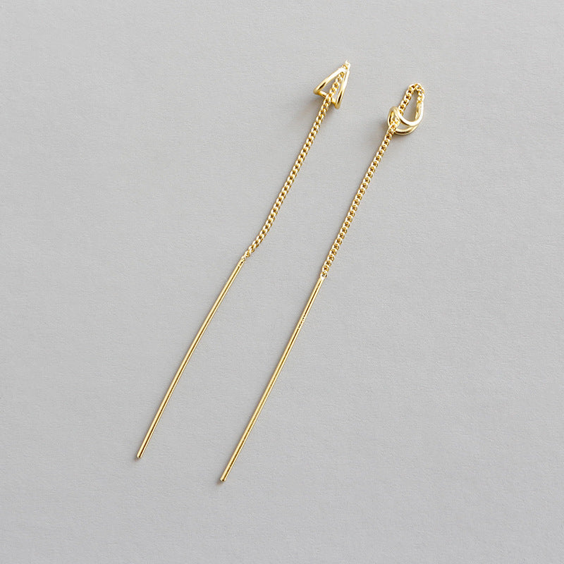 Lovcia Geometric Triangle Tassels Earrings 70mm Gold-Earrings-Yellow Gold-Yellow Gold