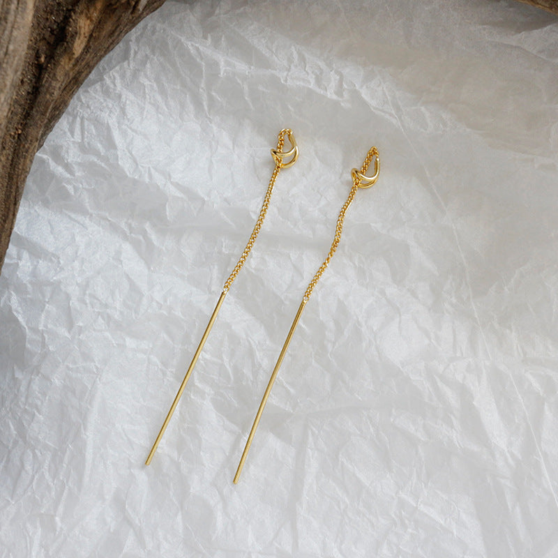 Lovcia Geometric Triangle Tassels Earrings 70mm Gold-Earrings-Yellow Gold-Yellow Gold