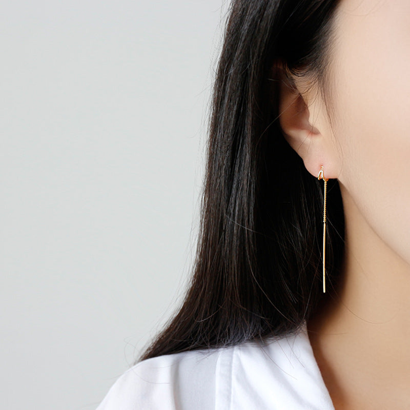 Lovcia Geometric Triangle Tassels Earrings 70mm Gold-Earrings-Yellow Gold-Yellow Gold