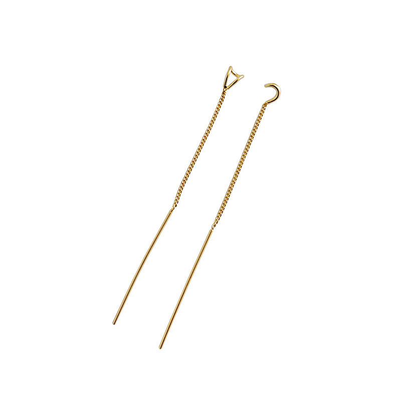 Lovcia Geometric Triangle Tassels Earrings 70mm Gold-Earrings-Yellow Gold-Yellow Gold