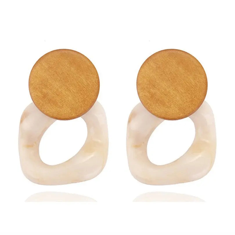 Lovcia Geometric Wooden Stitching Earrings - Chic Contemporary Design Style Earring-Earrings-Section1-Section1