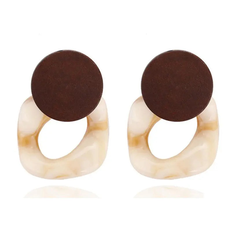 Lovcia Geometric Wooden Stitching Earrings - Chic Contemporary Design Style Earring-Earrings-Section1-Section1