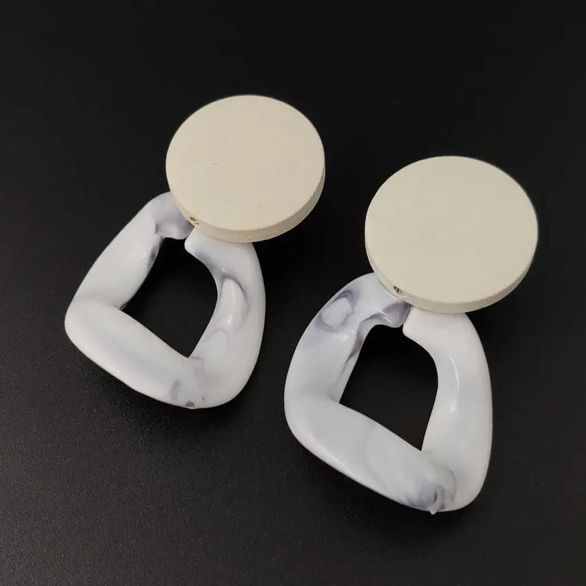 Lovcia Geometric Wooden Stitching Earrings - Chic Contemporary Design Style Earring-Earrings-Section1-Section1