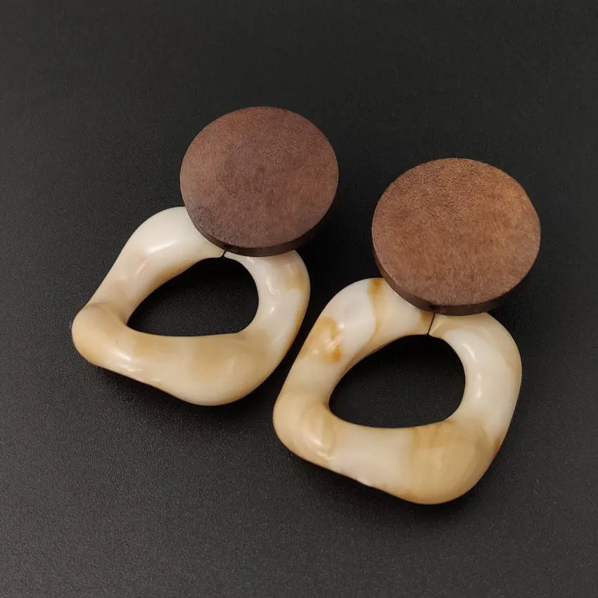 Lovcia Geometric Wooden Stitching Earrings - Chic Contemporary Design Style Earring-Earrings-Section3-Section3