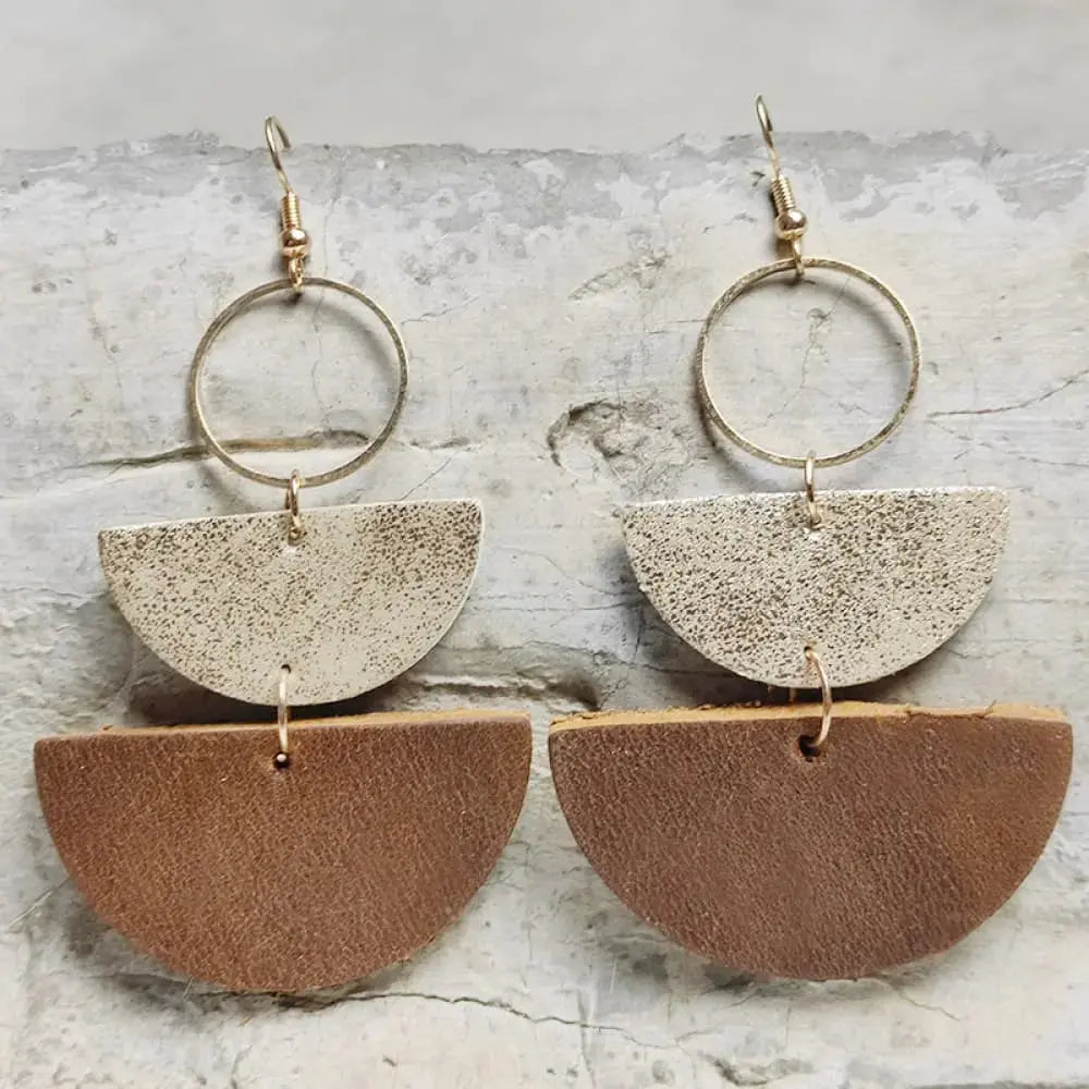 Lovcia Geometrical Shape Dangle Earrings-Earrings-Camel-One Size-Camel