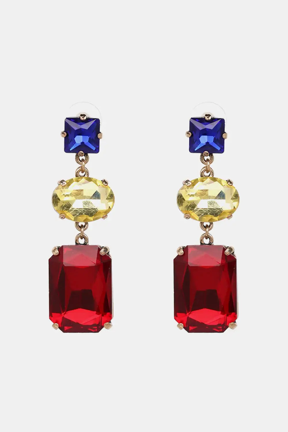 Lovcia Geometrical Shape Glass Dangle Earrings-Earrings-Deep Red-One Size-Deep Red