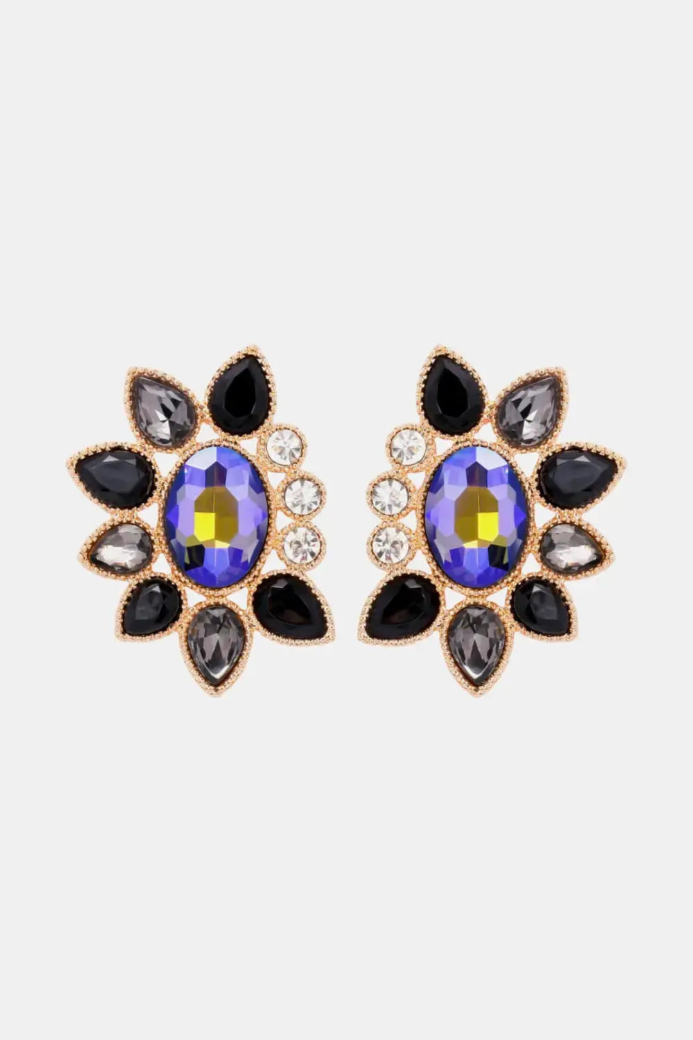 Lovcia Geometrical Shape Glass Stone Dangle Earrings-Earrings-Charcoal-One Size-Charcoal