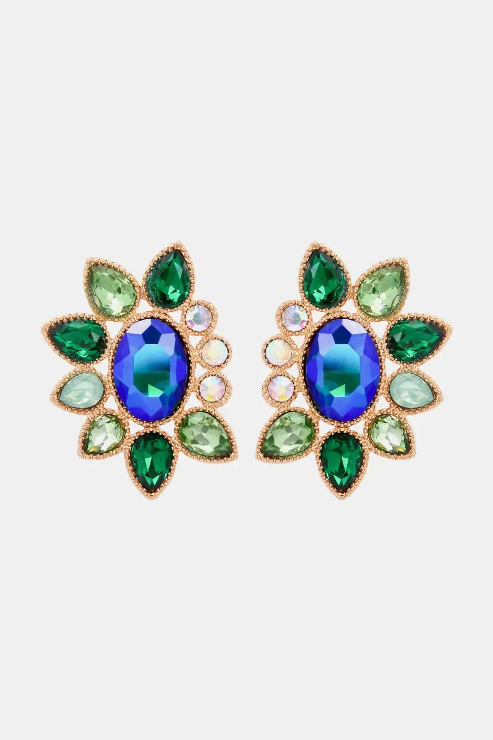 Lovcia Geometrical Shape Glass Stone Dangle Earrings-Earrings-Green-One Size-Green
