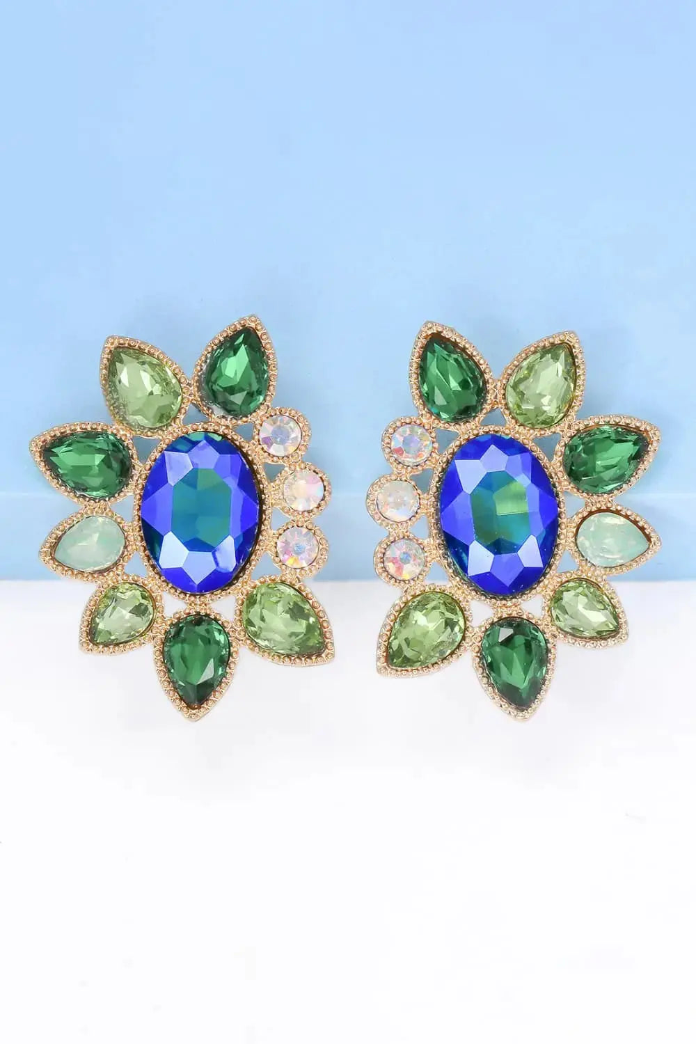 Lovcia Geometrical Shape Glass Stone Dangle Earrings-Earrings-Green-One Size-Green