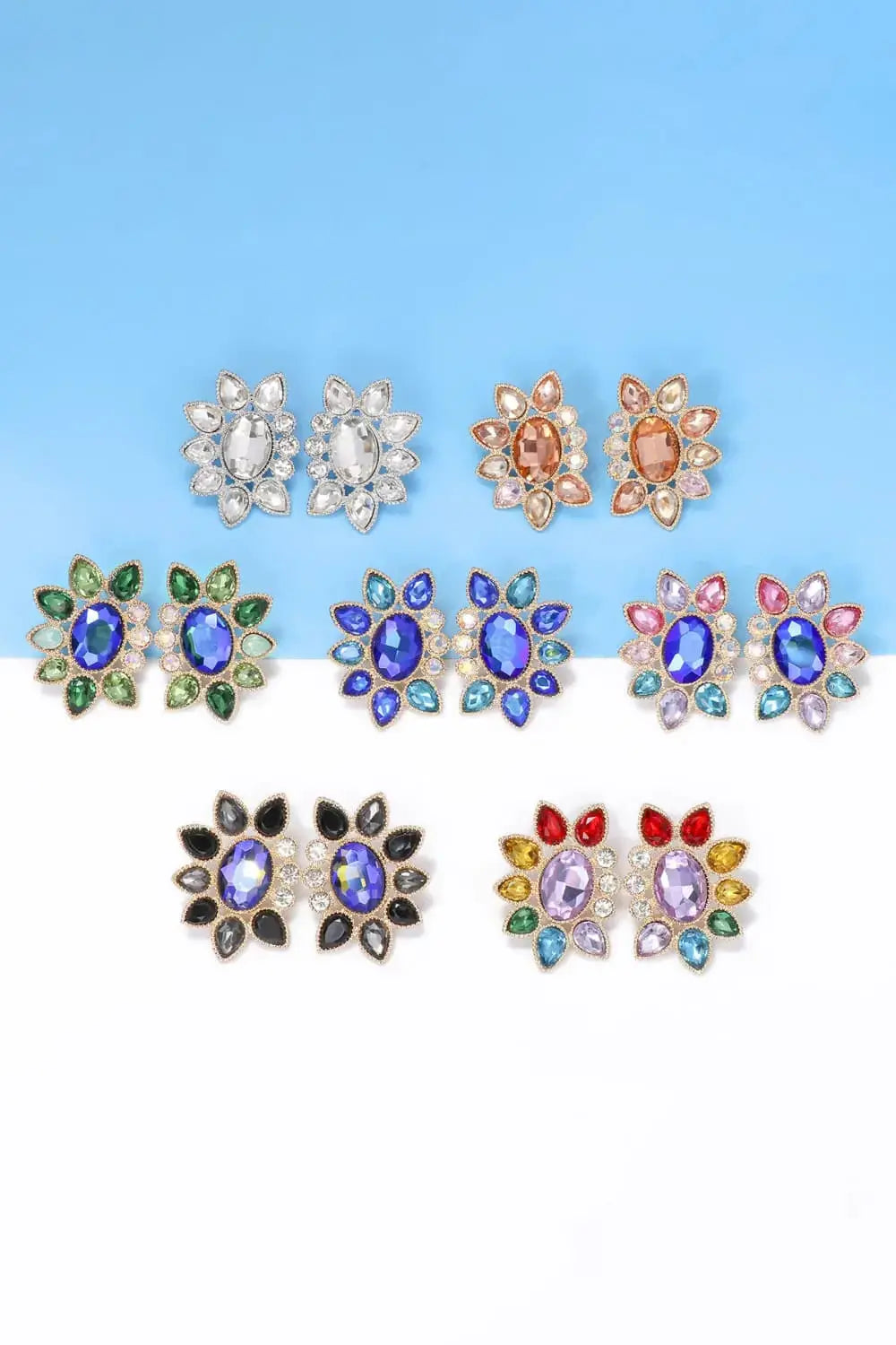 Lovcia Geometrical Shape Glass Stone Dangle Earrings-Earrings-Green-One Size-Green