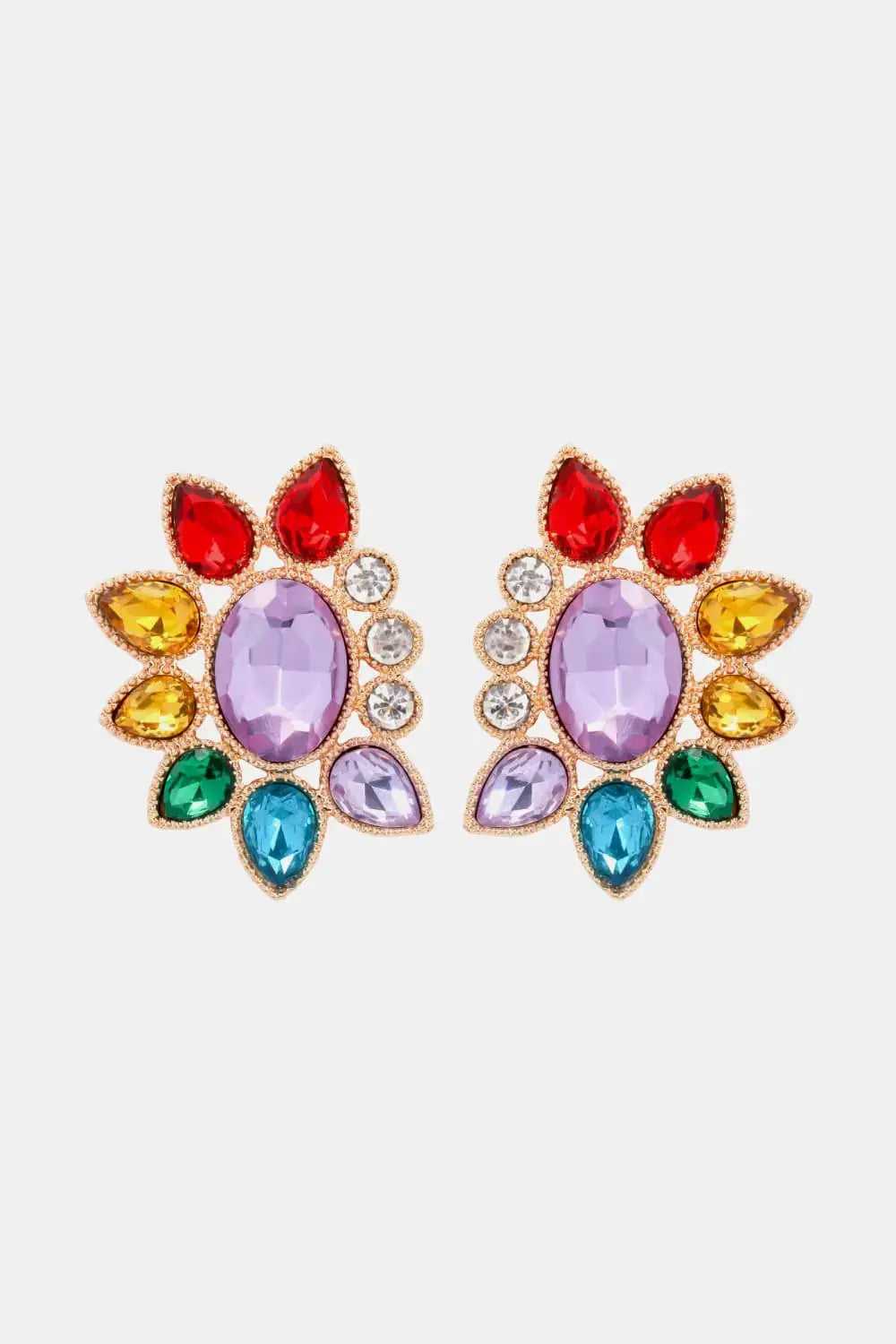 Lovcia Geometrical Shape Glass Stone Dangle Earrings-Earrings-Multicolor-One Size-Multicolor