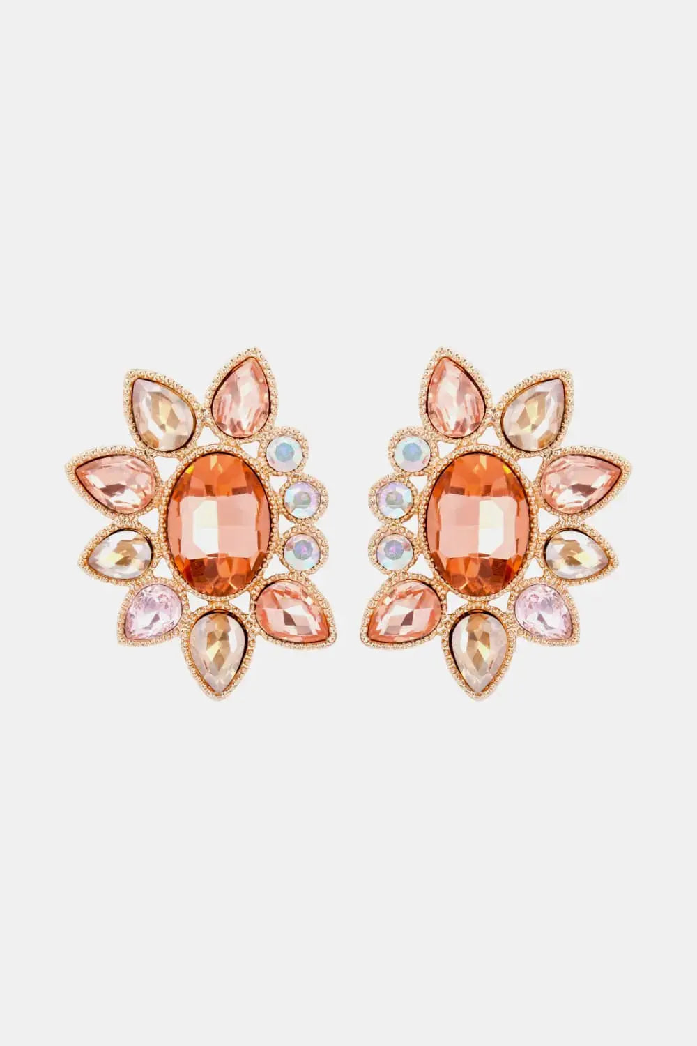 Lovcia Geometrical Shape Glass Stone Dangle Earrings-Earrings-Peach-One Size-Peach
