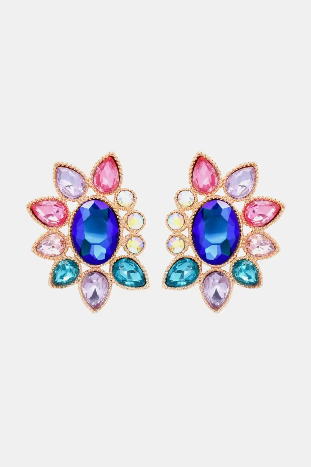 Lovcia Geometrical Shape Glass Stone Dangle Earrings-Earrings-Pink/Blue-One Size-Pink/Blue