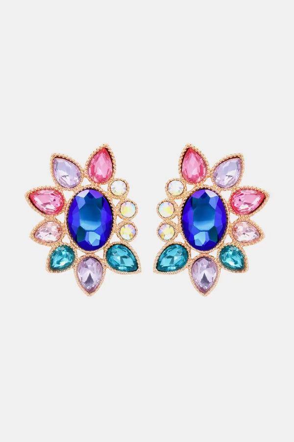 Lovcia Geometrical Shape Glass Stone Dangle Earrings-Earrings-Pink/Blue-One Size-Pink/Blue