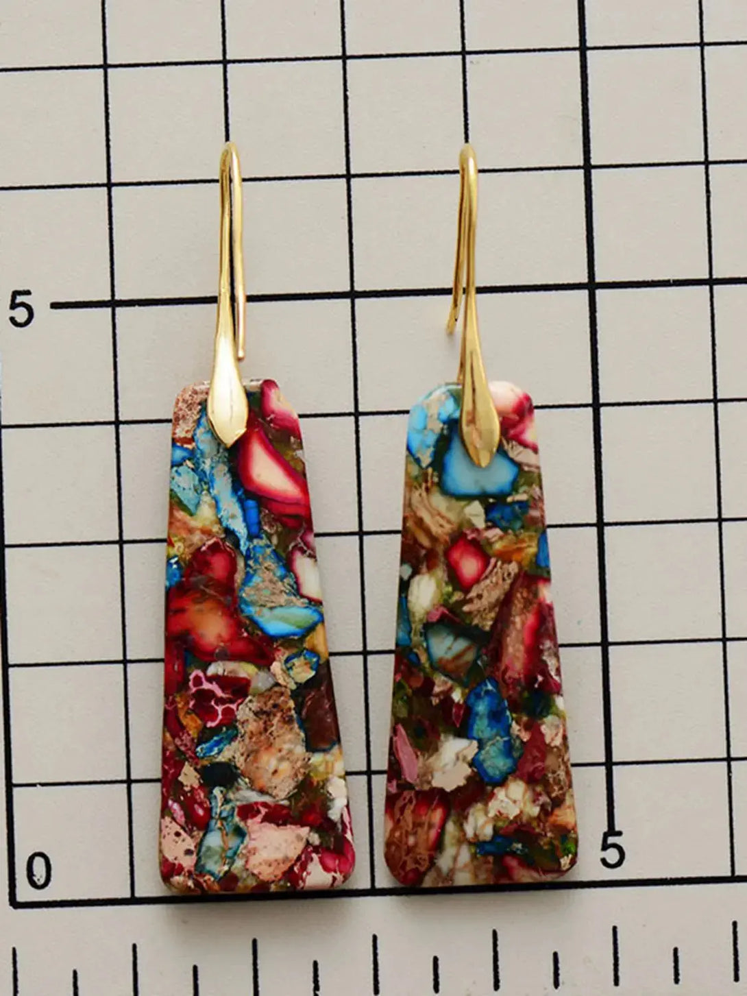 Lovcia Geometrical Shape Imperial Jasper Dangle Earrings-Earrings-Sky Blue-One Size-Sky Blue