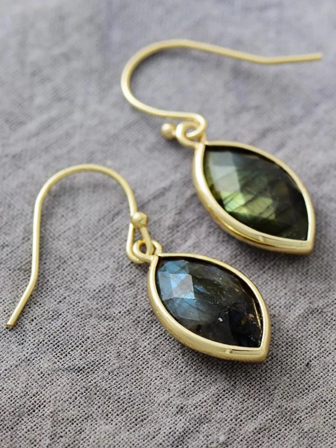 Lovcia Geometrical Shape Natural Stone Dangle Earrings-Earrings-Army Green-One Size-Army Green