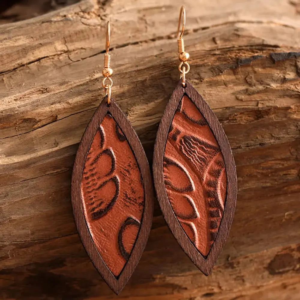 Lovcia Geometrical Shape Wooden Dangle Earrings-Earrings-Style A-One Size-Style A