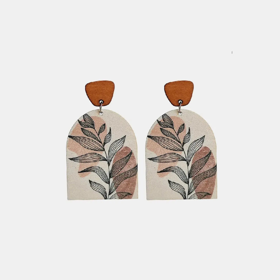 Lovcia Geometrical Shape Wooden Drop Earrings-Earrings-Light Apricot-One Size-Light Apricot