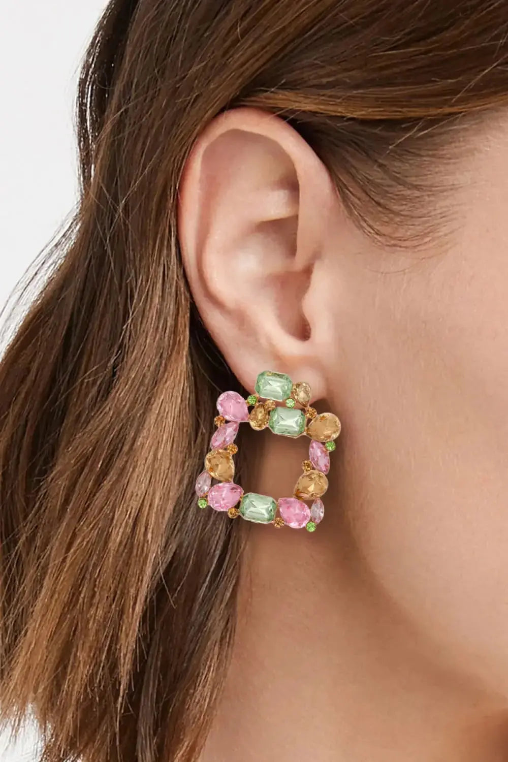Lovcia Geometrical Shape Zinc Alloy Dangle Earrings-Earrings-Light Green-One Size-Light Green