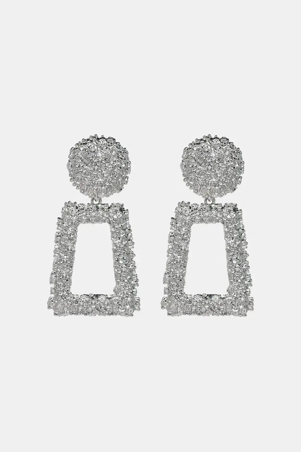 Lovcia Geometrical Shape Zinc Alloy Dangle Earrings-Earrings-Silver-One Size-Silver