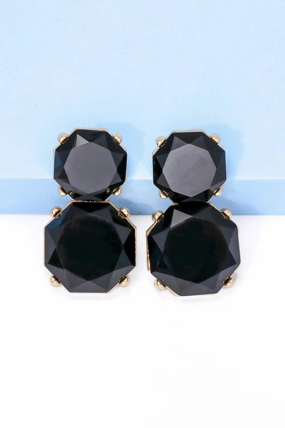 Lovcia Geometrical Shape Zinc Alloy Frame Dangle Earrings-Earrings-Black-One Size-Black