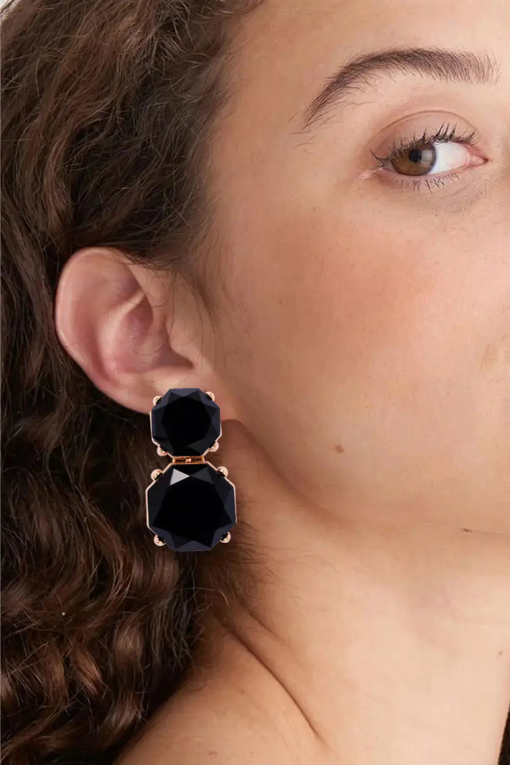 Lovcia Geometrical Shape Zinc Alloy Frame Dangle Earrings-Earrings-Black-One Size-Black