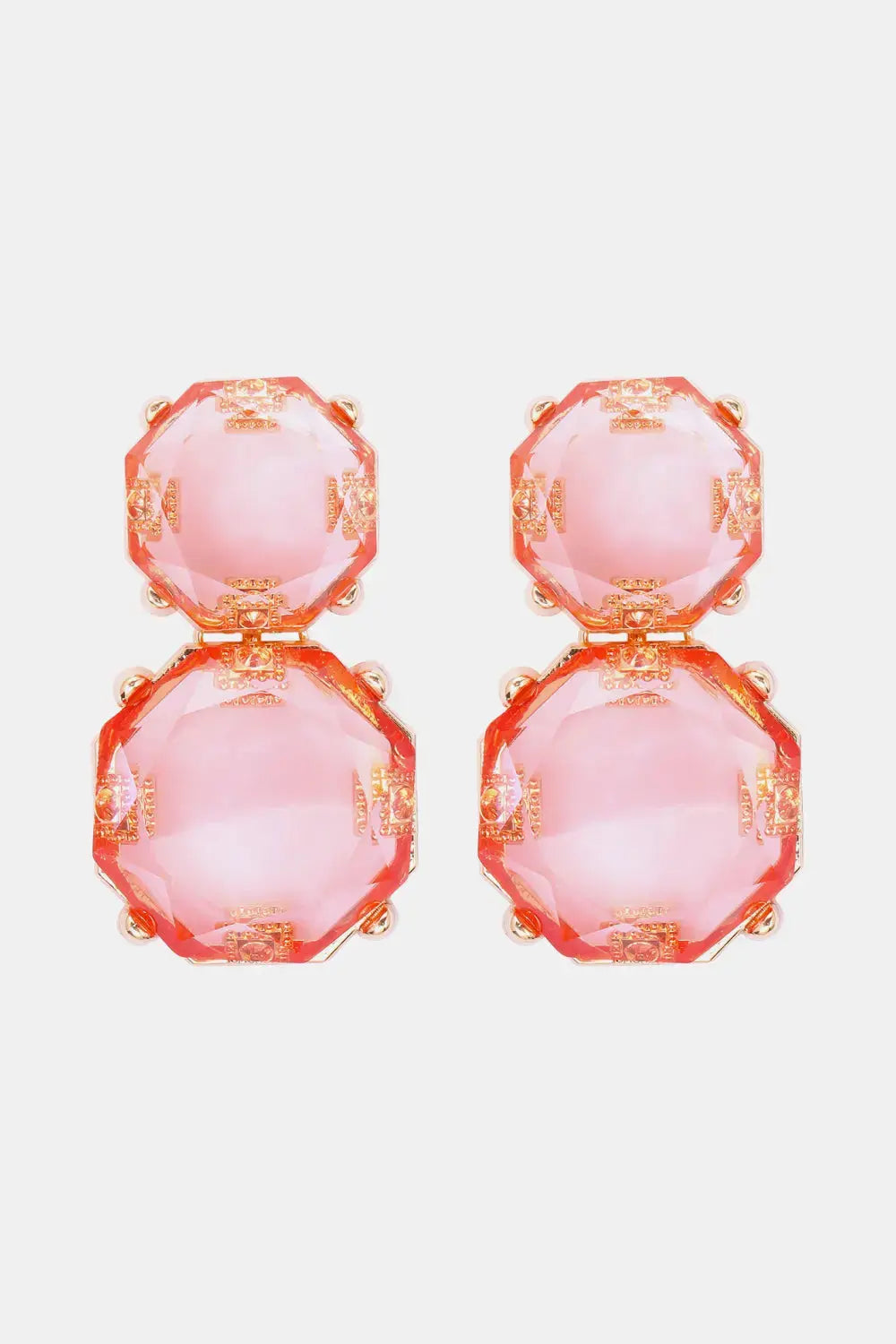 Lovcia Geometrical Shape Zinc Alloy Frame Dangle Earrings-Earrings-Carnation Pink-One Size-Carnation Pink