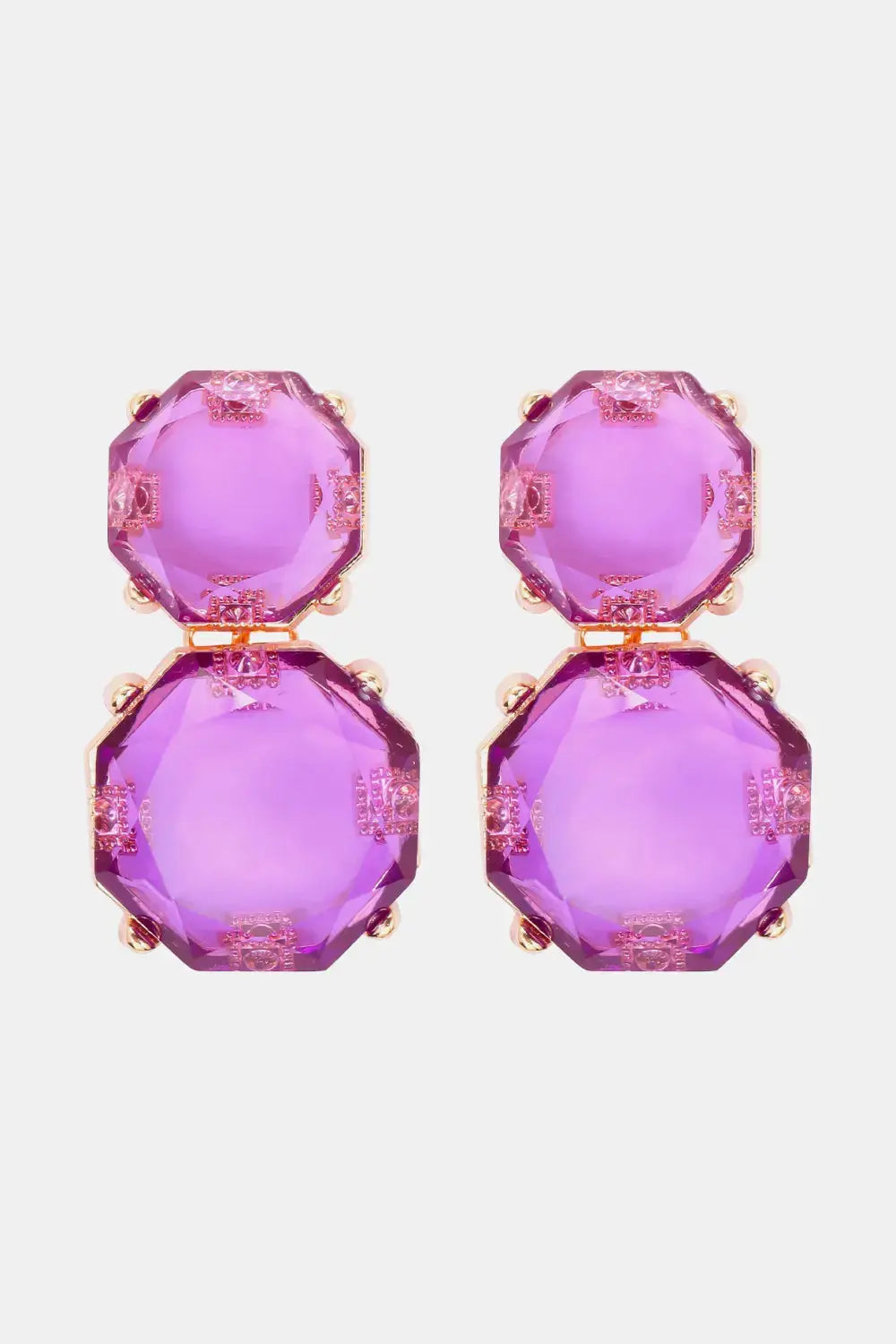 Lovcia Geometrical Shape Zinc Alloy Frame Dangle Earrings-Earrings-Heliotrope Purple-One Size-Heliotrope Purple