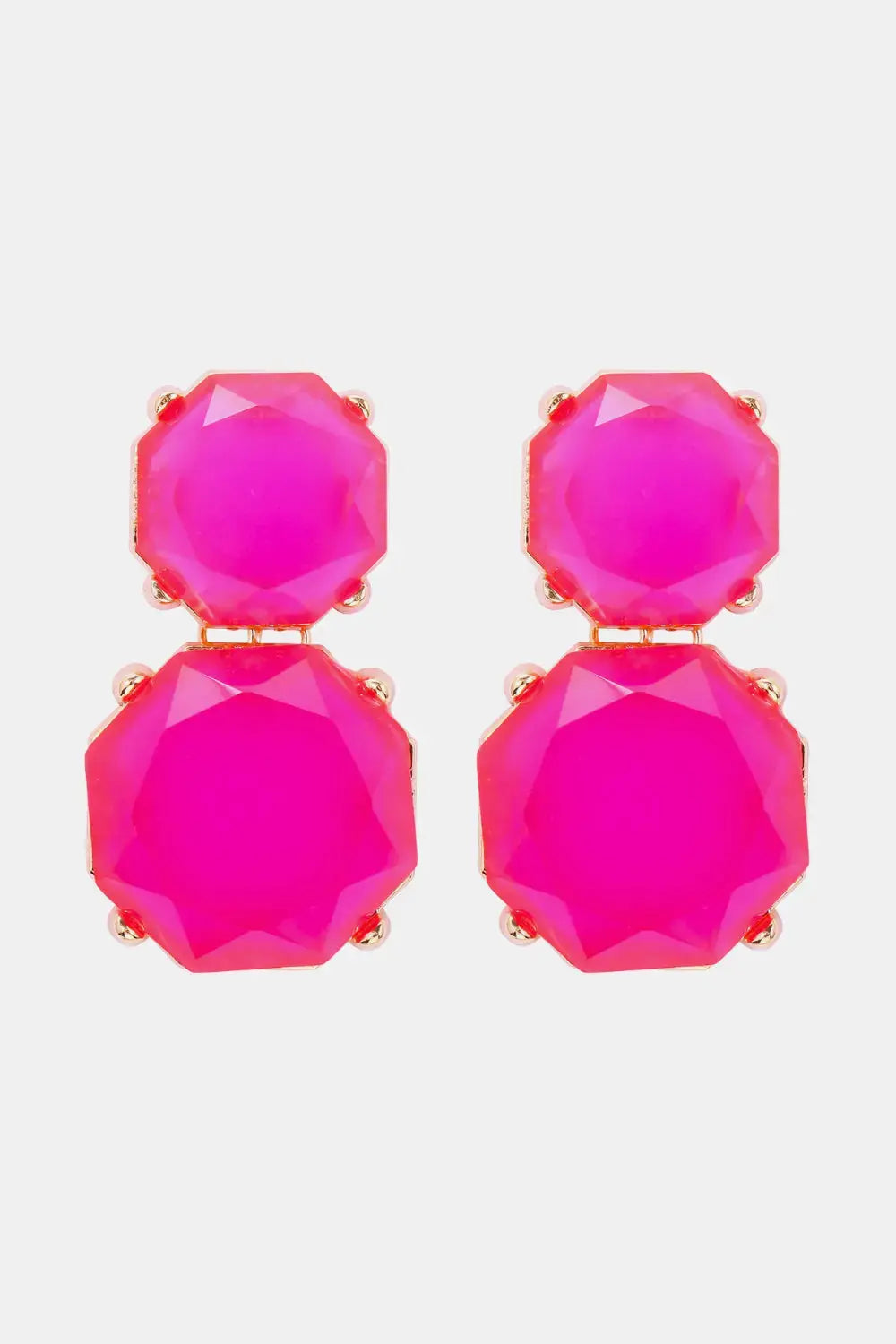 Lovcia Geometrical Shape Zinc Alloy Frame Dangle Earrings-Earrings-Hot Pink-One Size-Hot Pink