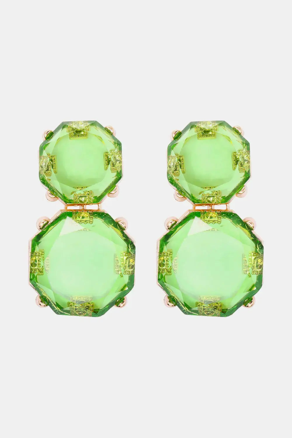 Lovcia Geometrical Shape Zinc Alloy Frame Dangle Earrings-Earrings-Mint Green-One Size-Mint Green
