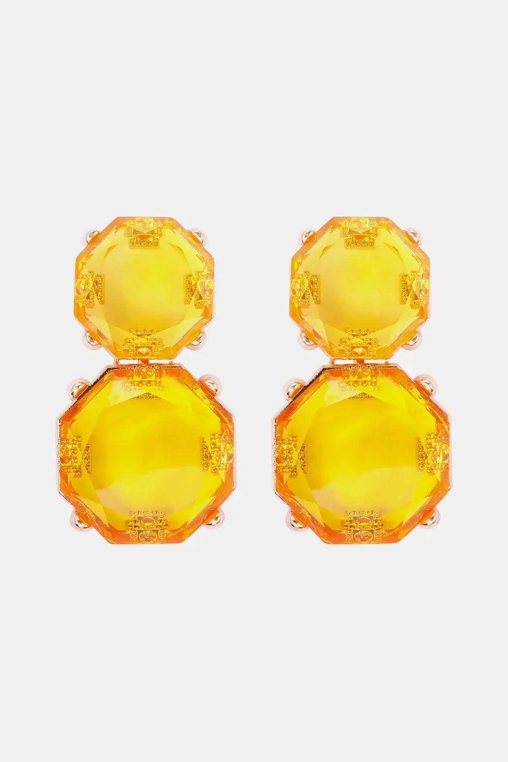 Lovcia Geometrical Shape Zinc Alloy Frame Dangle Earrings-Earrings-Mustard-One Size-Mustard
