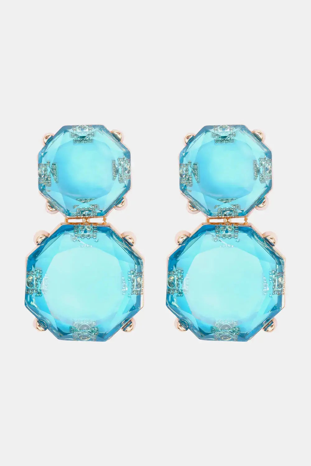 Lovcia Geometrical Shape Zinc Alloy Frame Dangle Earrings-Earrings-Pastel Blue-One Size-Pastel Blue